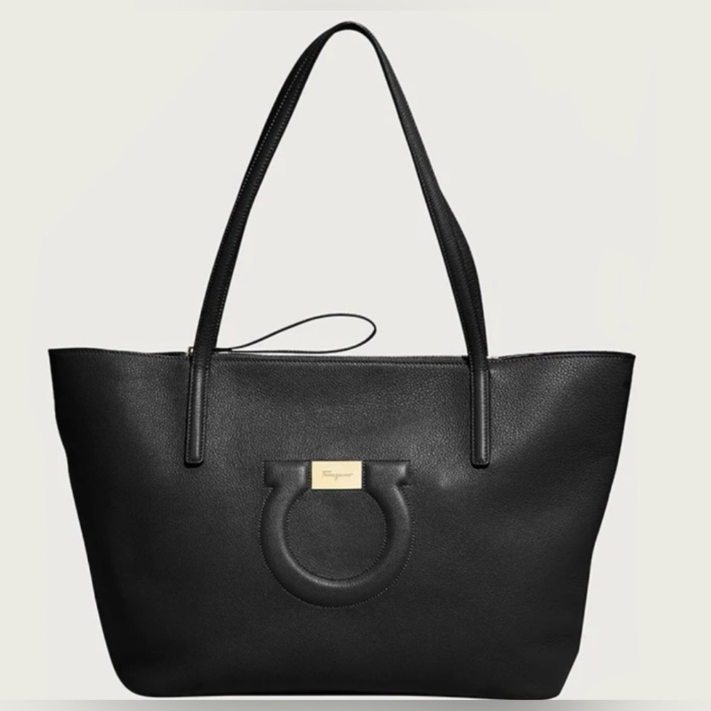 Salvatore Ferragamo Black Leather Tote Bag NEW WITH TAGS! Gorgeous bag!!! SOLD - Picture 1 of 16
